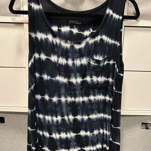 Grace & Lace Navy and White Tie-Dye Tank Top